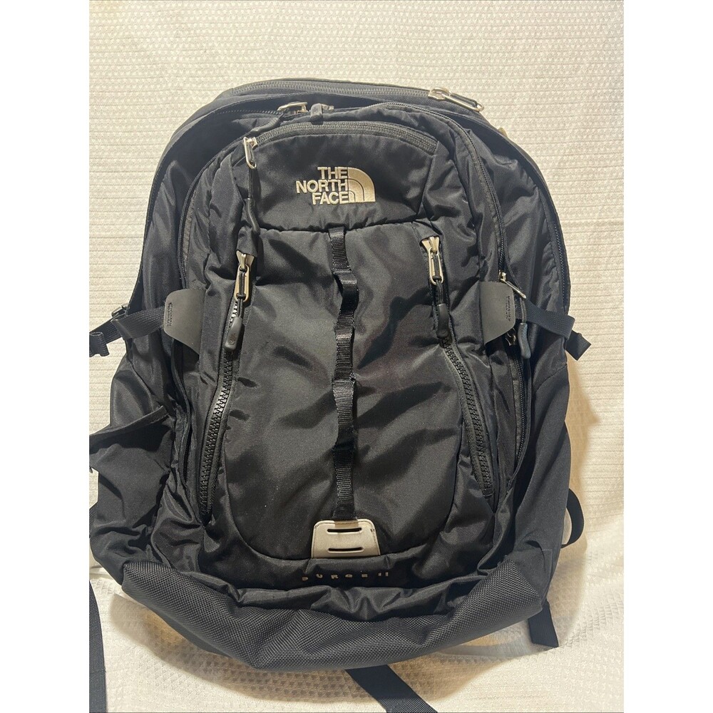 The North Face Surge II Black Padded Laptop Daypack Back Pack Multi Pockets